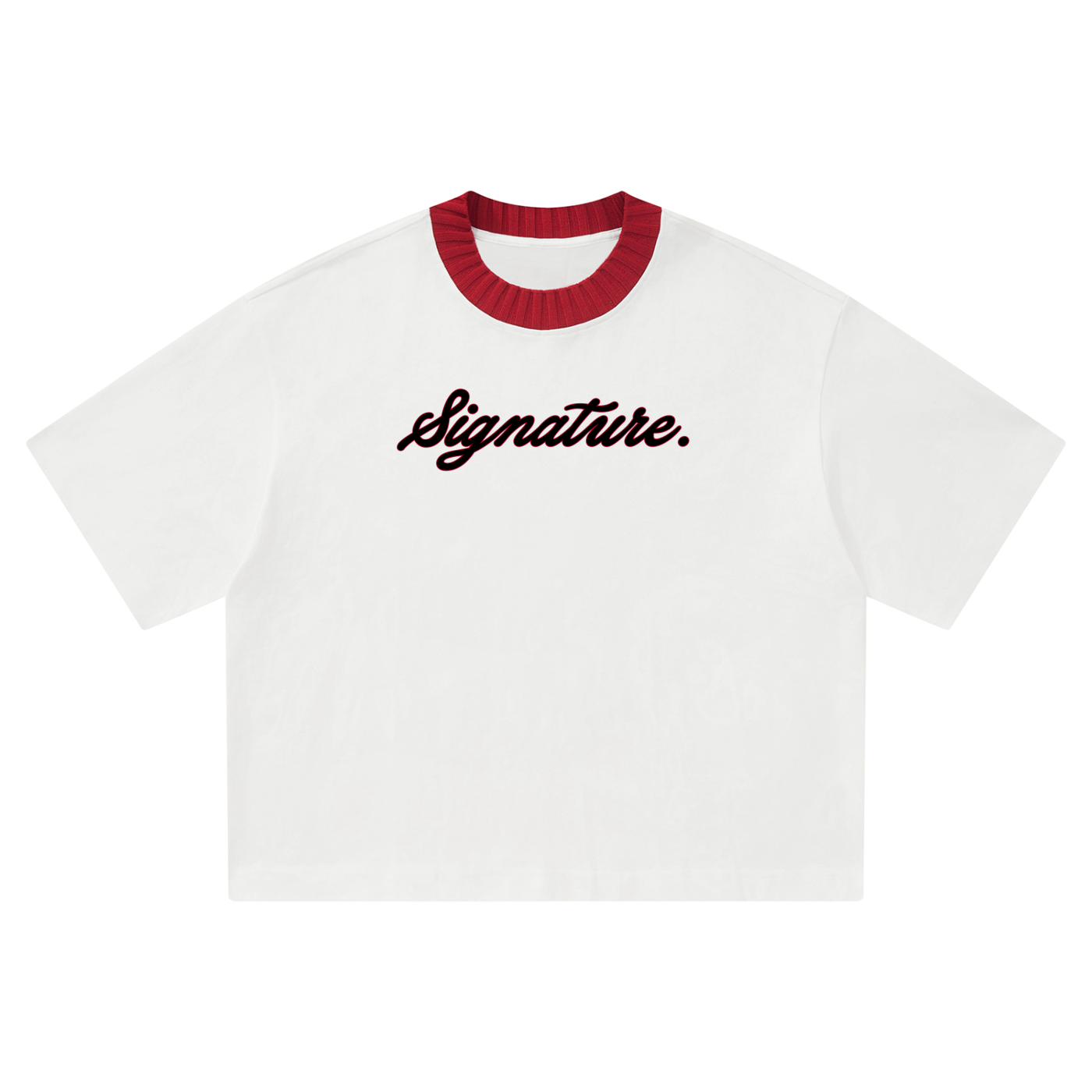 Knitted Neck Boxy T-Shirt