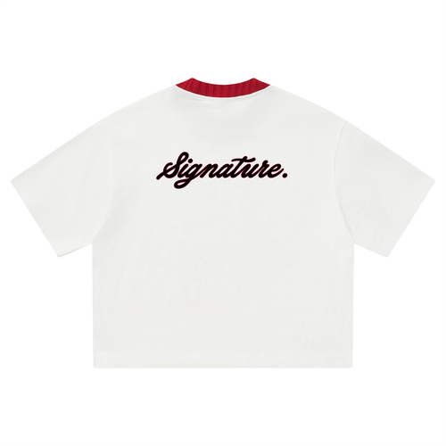 Knitted Neck Boxy T-Shirt