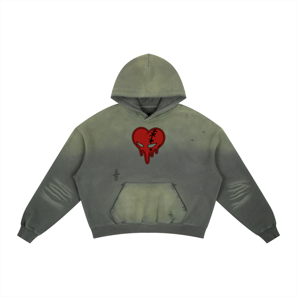 Frayed Sun Faded Boxy Fleece Hoodie
