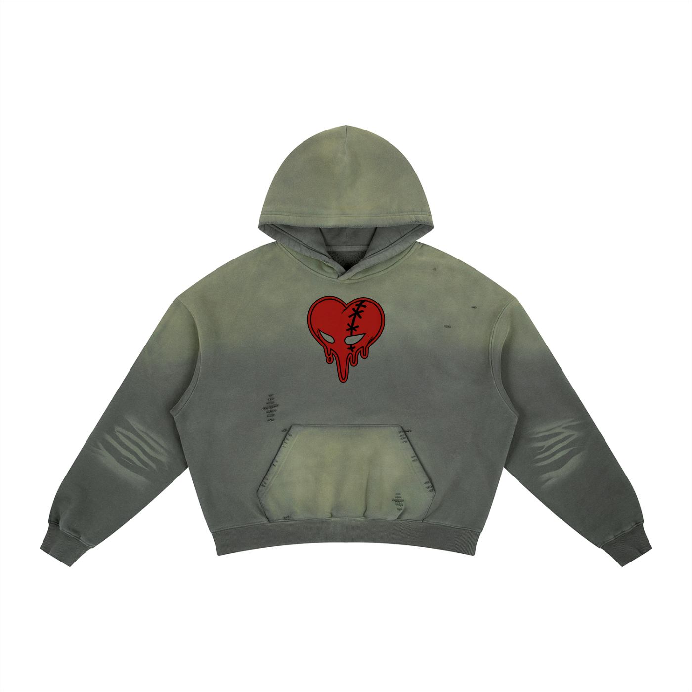 Frayed Sun Faded Boxy Fleece Hoodie