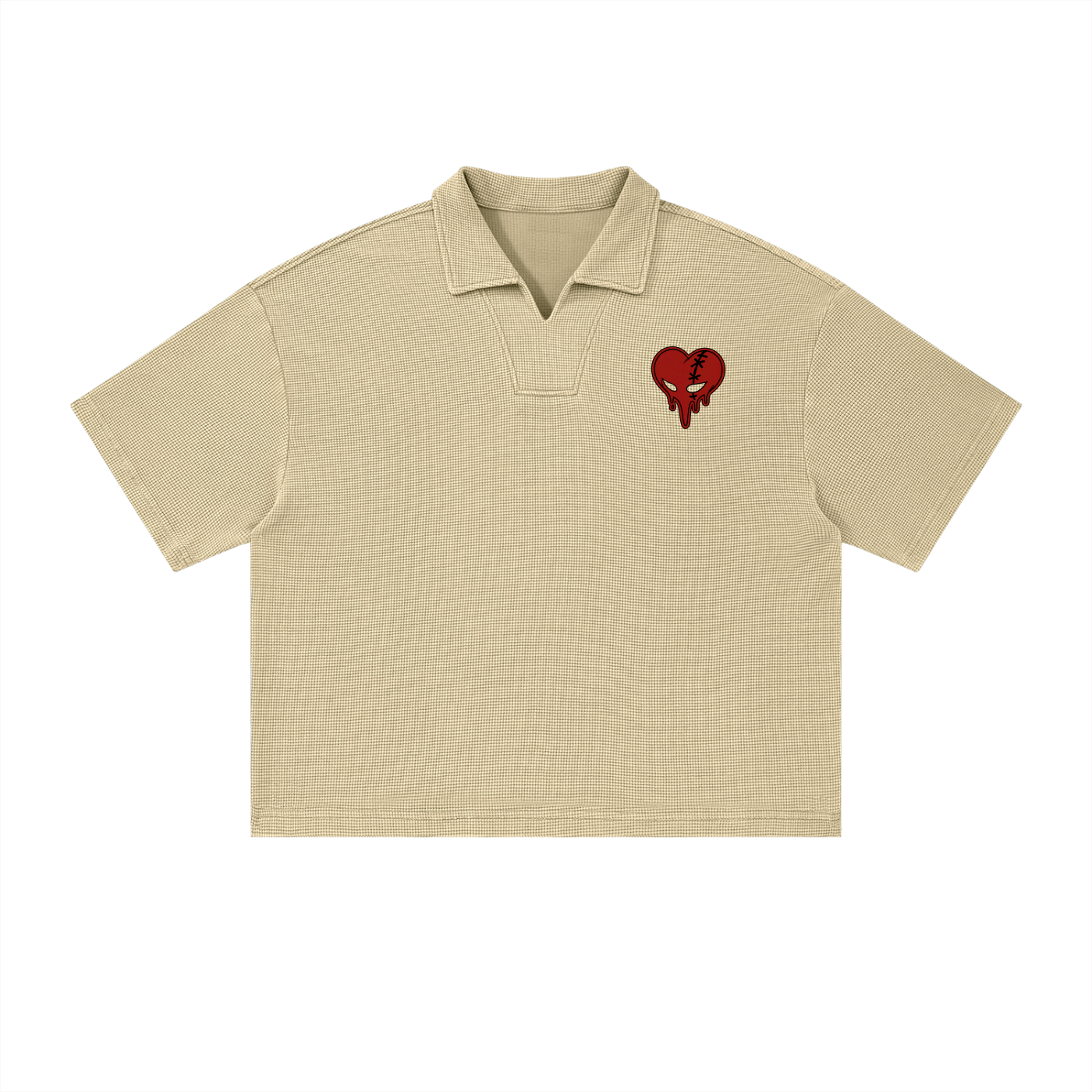 Vintage Washed Waffle Boxy Polo Shirt