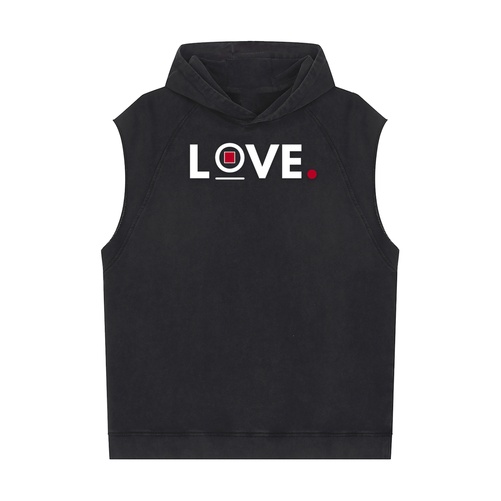 "LOVE" Snow Washed Sleeveless Hoodie