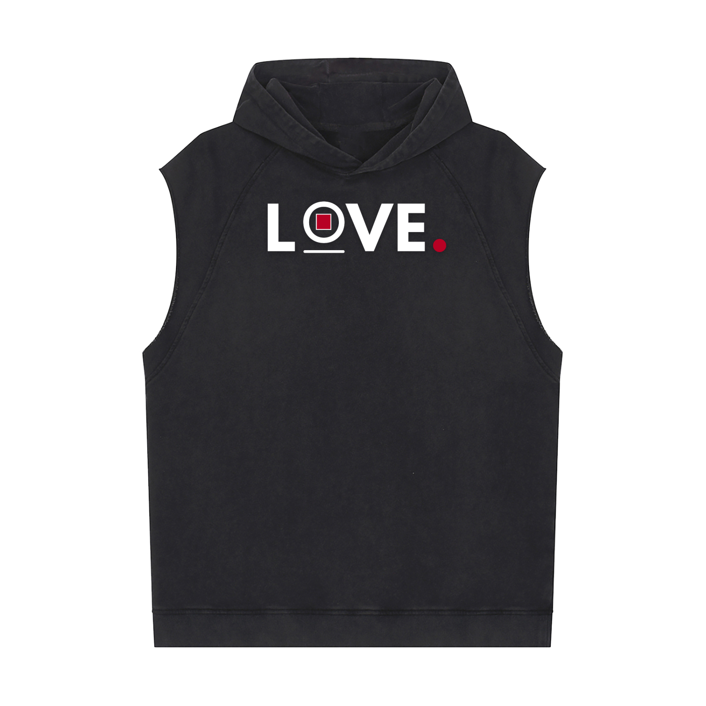 "LOVE" Snow Washed Sleeveless Hoodie