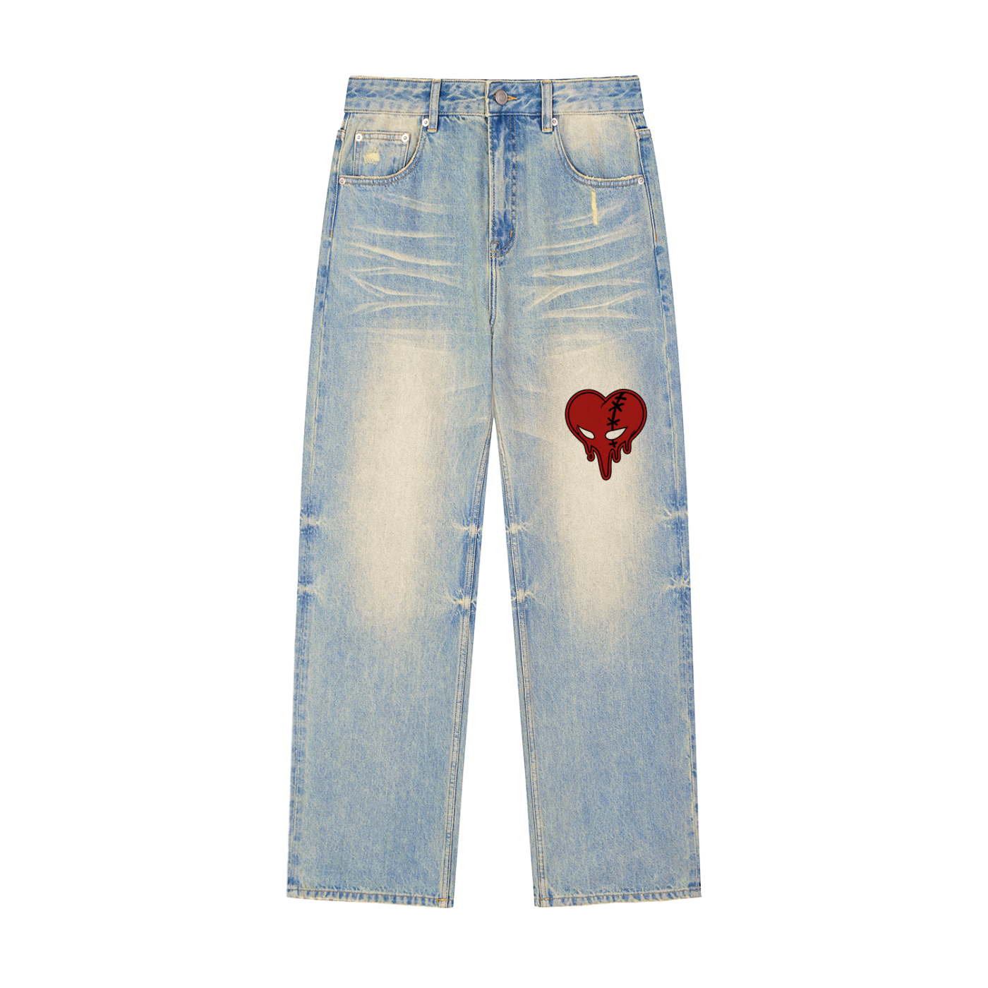 Sun Faded Hem Denim Jeans