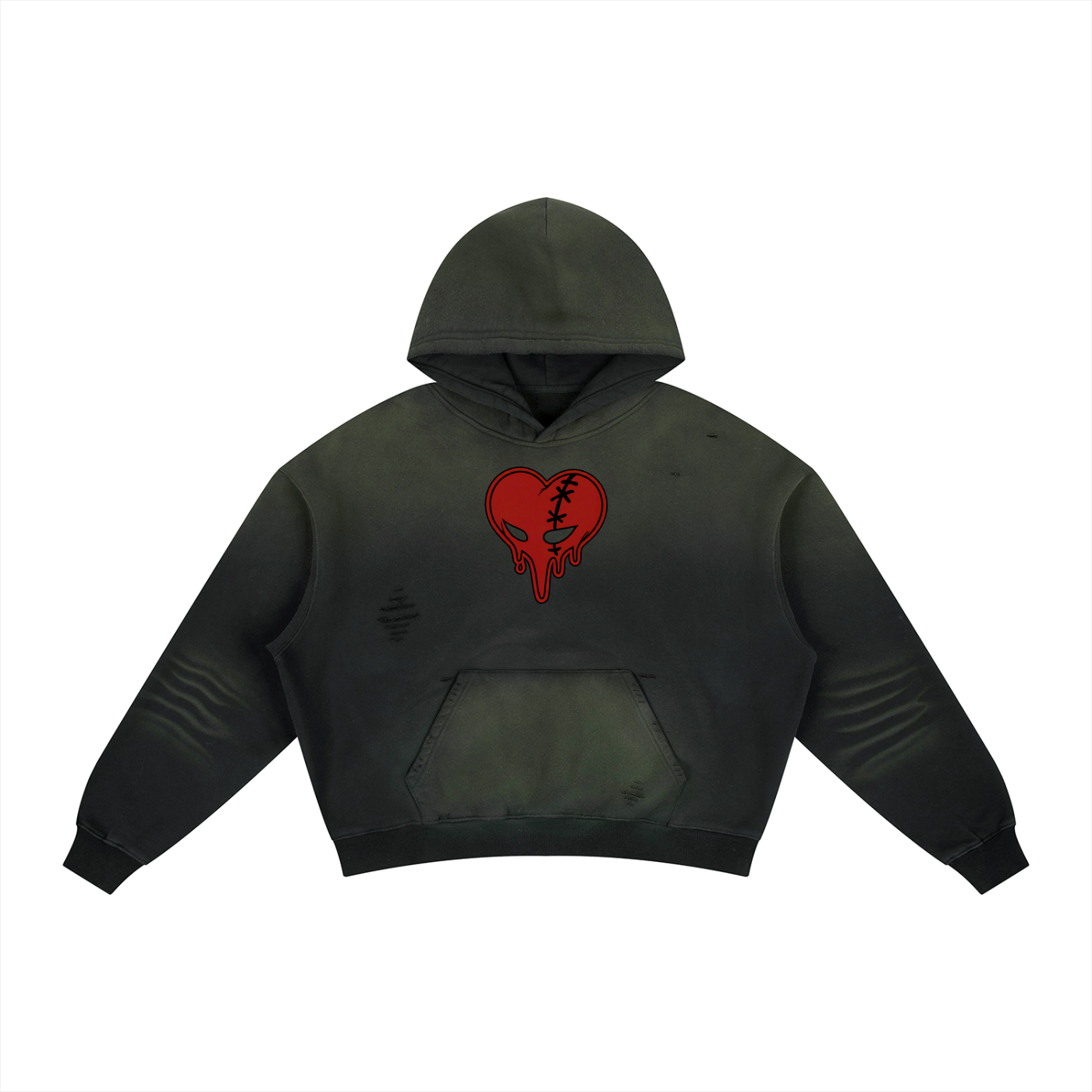 Frayed Sun Faded Boxy Fleece Hoodie