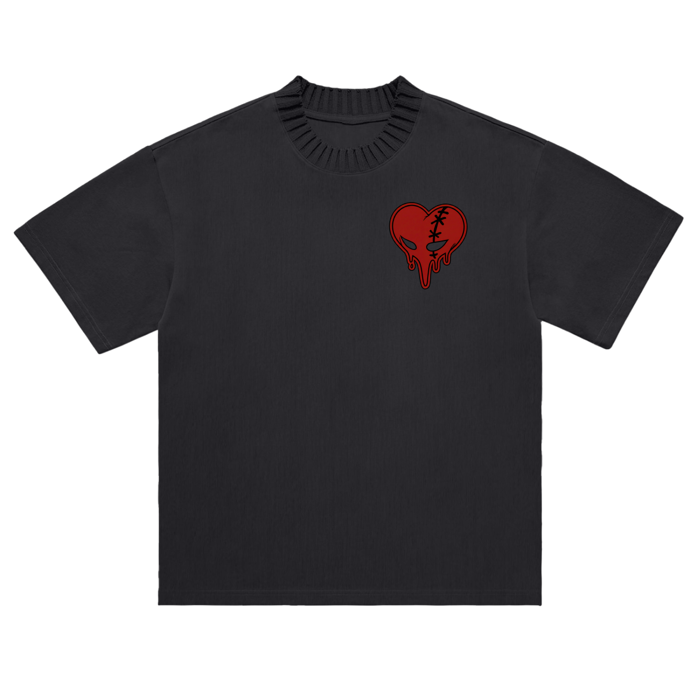 Schweres, gestricktes Rundhals-T-Shirt