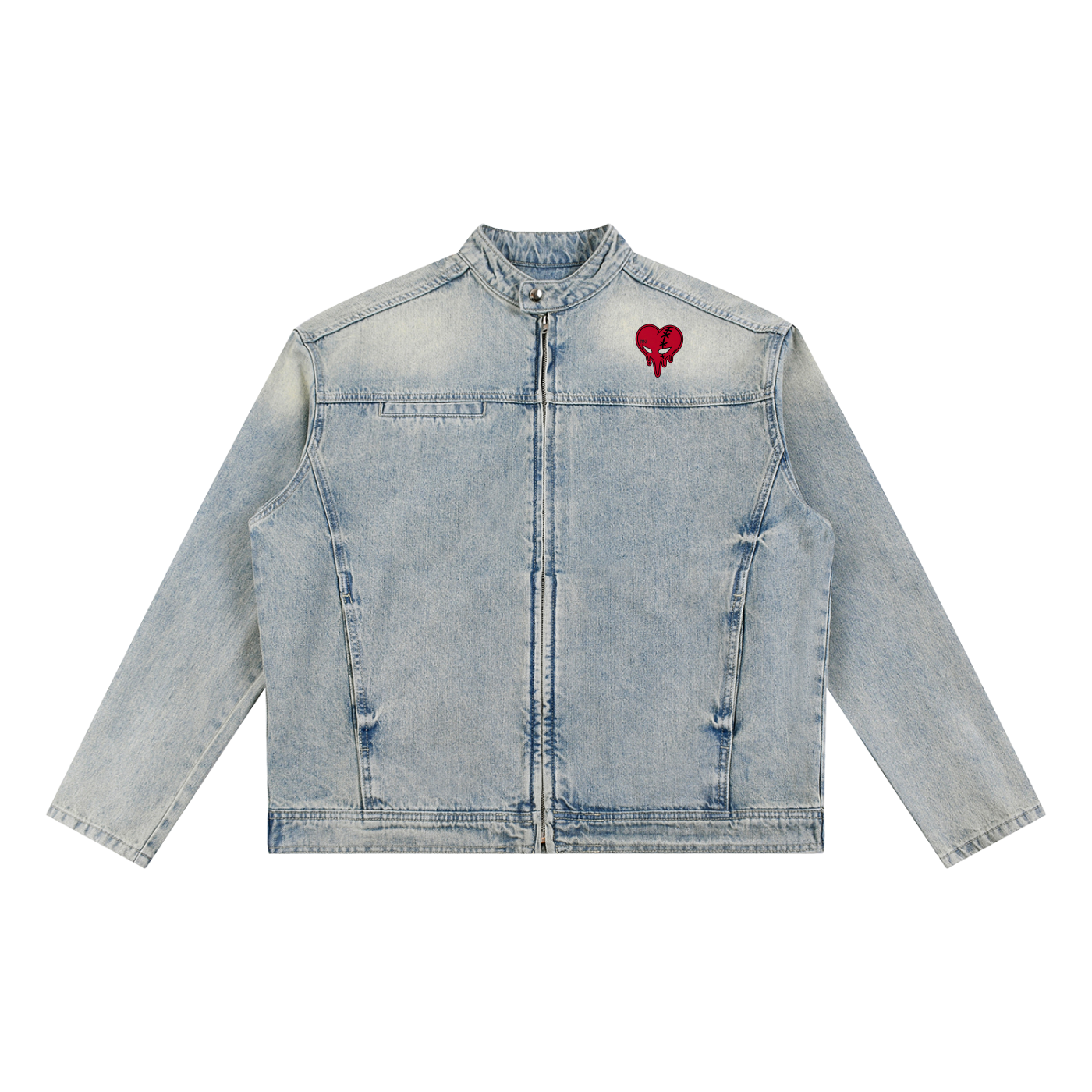 Vintage Washed Denim Zip Jacket